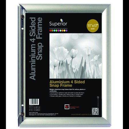 SECO Poster Snap Frame, 11" x 17", Silver SN1117-SV